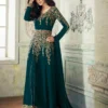 Teal Georgette With Coding Embroidery Work Salwar Suit