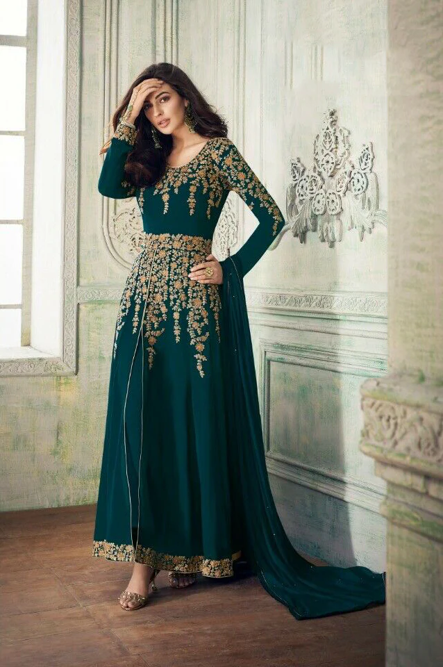 FC A 8204 Teal in Color Georgette Embroidery Work Salwar Suit . Introductory Price ₹2049. Delivery 4-6 Working Days. Shop now. | Jump Suits, Salwar suit, Casual Suits, Creative suits, Designer Suits, Palazzo Suits, Party Wear Suits, Patiala Suits, Straight Suits