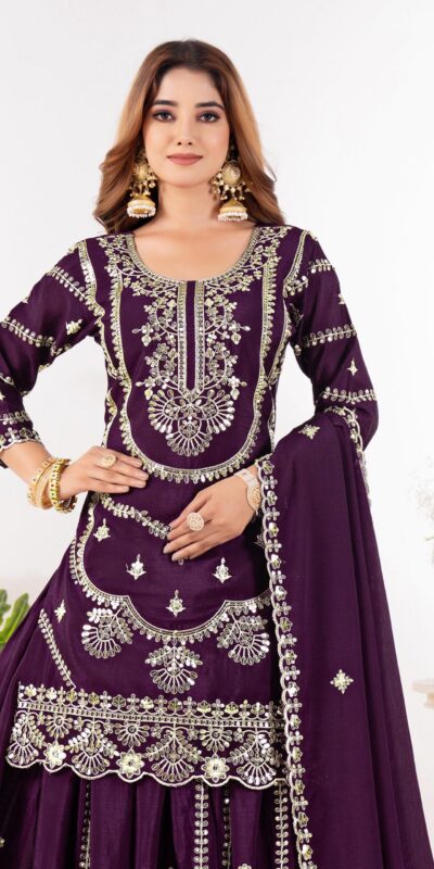 ND 5033 Wine Chinon Silk Salwar Suit with Embroidery Work & Lace Work. Affordable Price ₹2149. Delivery 4-6 Working Days. Shop now. | Jump Suits, Salwar suit, Casual Suits, Creative suits, Designer Suits, Palazzo Suits, Party Wear Suits, Patiala Suits, Straight Suits