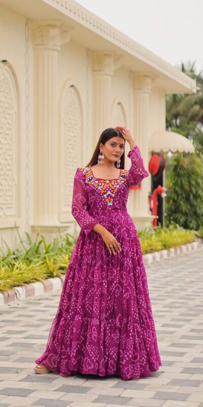 Ram 119 Pink Faux Georgette Gown with Mirror Work. Wedding, Party, Festive, Events Special Price ₹1899. Delivery 4-6 Working Days. Shop now. | Gowns, Bollywood Gowns, Creative Gowns, Designer Gowns, Embroidered Gowns, Party Wear Gowns