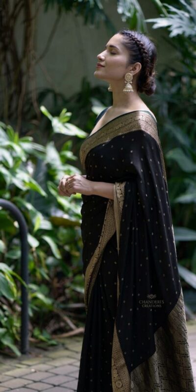 KP 303 Black in Soft Lichi Silk Jacquard Work Designer Work Saree . Exclusive Offer ₹1349. Delivery 4-6 Working Days. Shop now. | Designer Sarees, Modern Digital sarees, Sarees, Bollywood Sarees, Creative Sarees, Embroidered Sarees, Ethnic Saree, Party Wear Sarees