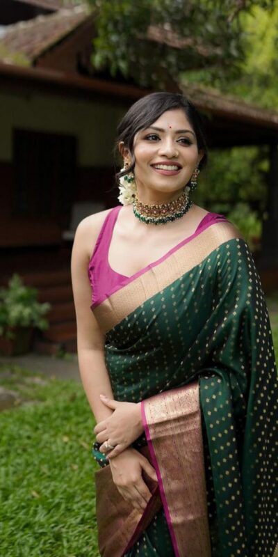 KPR 6047 Green in Soft Lichi Silk Jacquard Work Designer Work Saree . Exclusive Offer ₹1449. Delivery 4-6 Working Days. Shop now. | Designer Sarees, Modern Digital sarees, Sarees, Bollywood Sarees, Creative Sarees, Embroidered Sarees, Ethnic Saree, Party Wear Sarees