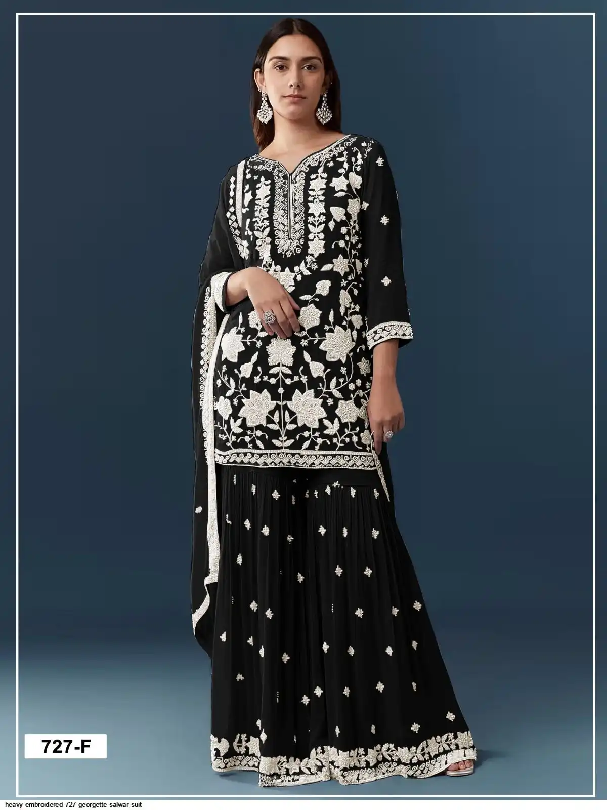 FC 727 Black Chiffon Georgette Salwar Suit. Perfect for Wedding, Party, Baby Shower, Pooja, Temple Visit – Grab it for ₹2599. Delivery 4-6 Work | Jump Suits, Salwar suit, Casual Suits, Creative suits, Designer Suits, Palazzo Suits, Party Wear Suits, Patiala Suits, Straight Suits