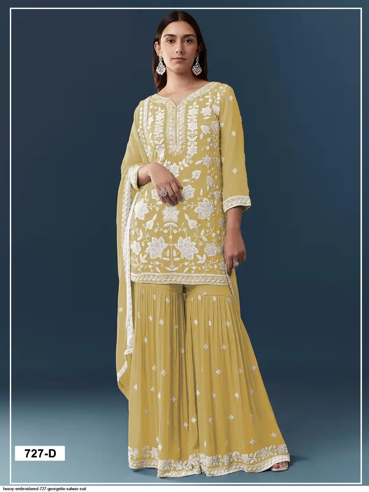 FC 727 Yellow Chiffon Georgette Salwar Suit. Perfect for Wedding, Party, Baby Shower, Pooja, Temple Visit – Grab it for ₹2599. Delivery 4-6 Work | Jump Suits, Salwar suit, Casual Suits, Creative suits, Designer Suits, Palazzo Suits, Party Wear Suits, Patiala Suits, Straight Suits