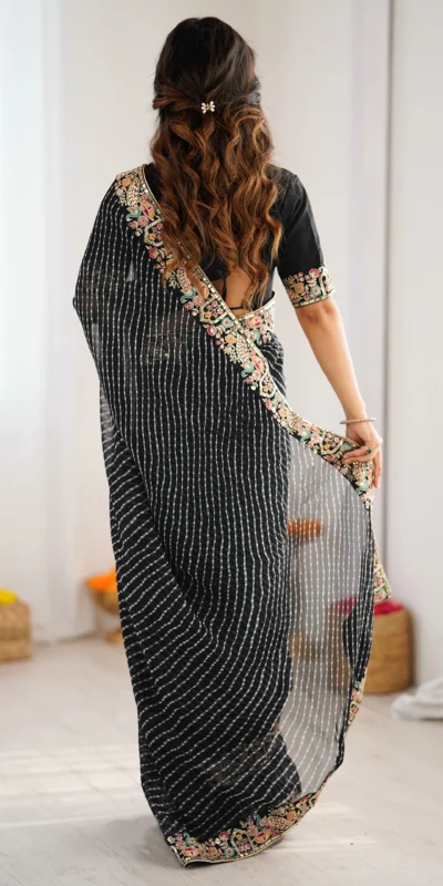 SP 79 Black Faux Georgette Saree Perfect for Wedding, Party, Lohri, Engagement, Baby Shower – . Now at just ₹1999. Delivery 4-6 Working Days. Shop now | Designer Sarees, Modern Digital sarees, Sarees, Bollywood Sarees, Creative Sarees, Embroidered Sarees, Ethnic Saree, Party Wear Sarees