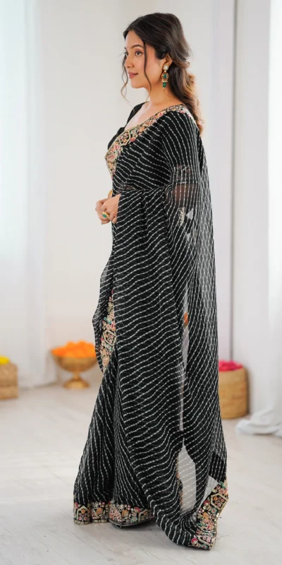 SP 79 Black Faux Georgette Saree Perfect for Wedding, Party, Lohri, Engagement, Baby Shower – . Now at just ₹1999. Delivery 4-6 Working Days. Shop now | Designer Sarees, Modern Digital sarees, Sarees, Bollywood Sarees, Creative Sarees, Embroidered Sarees, Ethnic Saree, Party Wear Sarees
