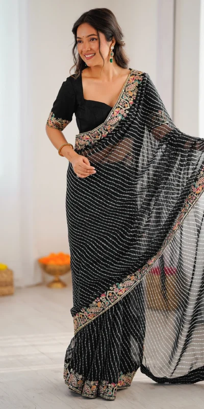 SP 79 Black Faux Georgette Saree Perfect for Wedding, Party, Lohri, Engagement, Baby Shower – . Now at just ₹1999. Delivery 4-6 Working Days. Shop now | Designer Sarees, Modern Digital sarees, Sarees, Bollywood Sarees, Creative Sarees, Embroidered Sarees, Ethnic Saree, Party Wear Sarees