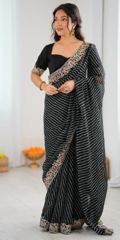 SP 79 Black Faux Georgette Saree Perfect for Wedding, Party, Lohri, Engagement, Baby Shower – . Now at just ₹1999. Delivery 4-6 Working Days. Shop now | Designer Sarees, Modern Digital sarees, Sarees, Bollywood Sarees, Creative Sarees, Embroidered Sarees, Ethnic Saree, Party Wear Sarees