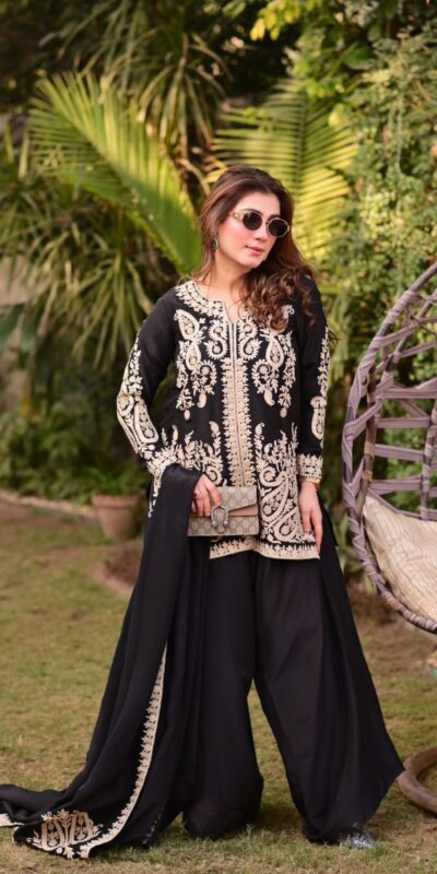 KD 1631 Black Black Faux Georgette Salwar Suit with Embroidery Work. Get it for ₹2099. Delivery 4-6 Working Days. Shop now. | Jump Suits, Salwar suit, Casual Suits, Creative suits, Designer Suits, Palazzo Suits, Party Wear Suits, Patiala Suits, Straight Suits
