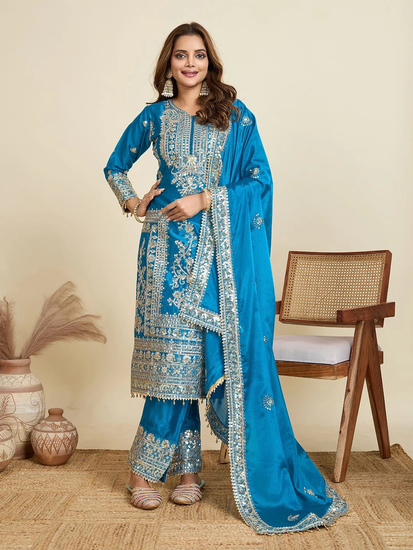 ZD 10020 Blue Chinon Silk Salwar Suit Perfect for Wedding, Party, Ganesh Chaturthi, Baby Shower, Makar Sankranti – . Affordable Price ₹1999. | Jump Suits, Salwar suit, Casual Suits, Creative suits, Designer Suits, Palazzo Suits, Party Wear Suits, Patiala Suits, Straight Suits
