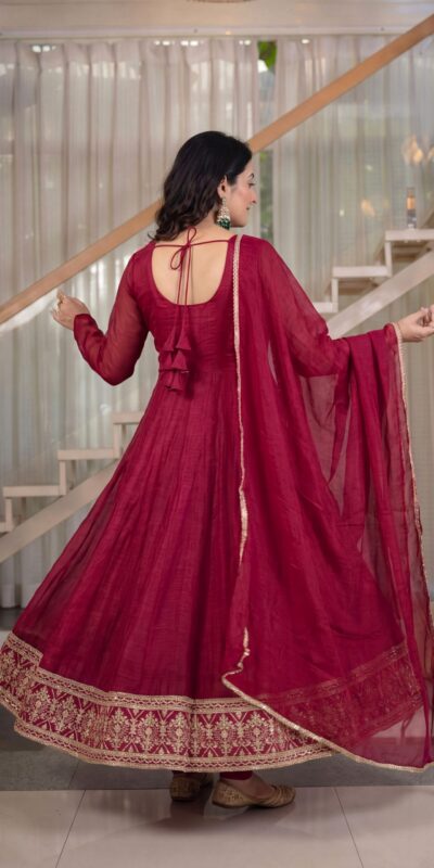 ND 5069 Red | Red Crunchy Silk Salwar Suit with Embroidery Work & Sequins Work. Festive Deal ₹2149. Delivery 4-6 Working Days. Shop now. | Anarkali Suits, Bollywood Anarkali, Creative-Anarkali, Designer Anarkali, Embroidered Anarkali, Party Wear Anarkali