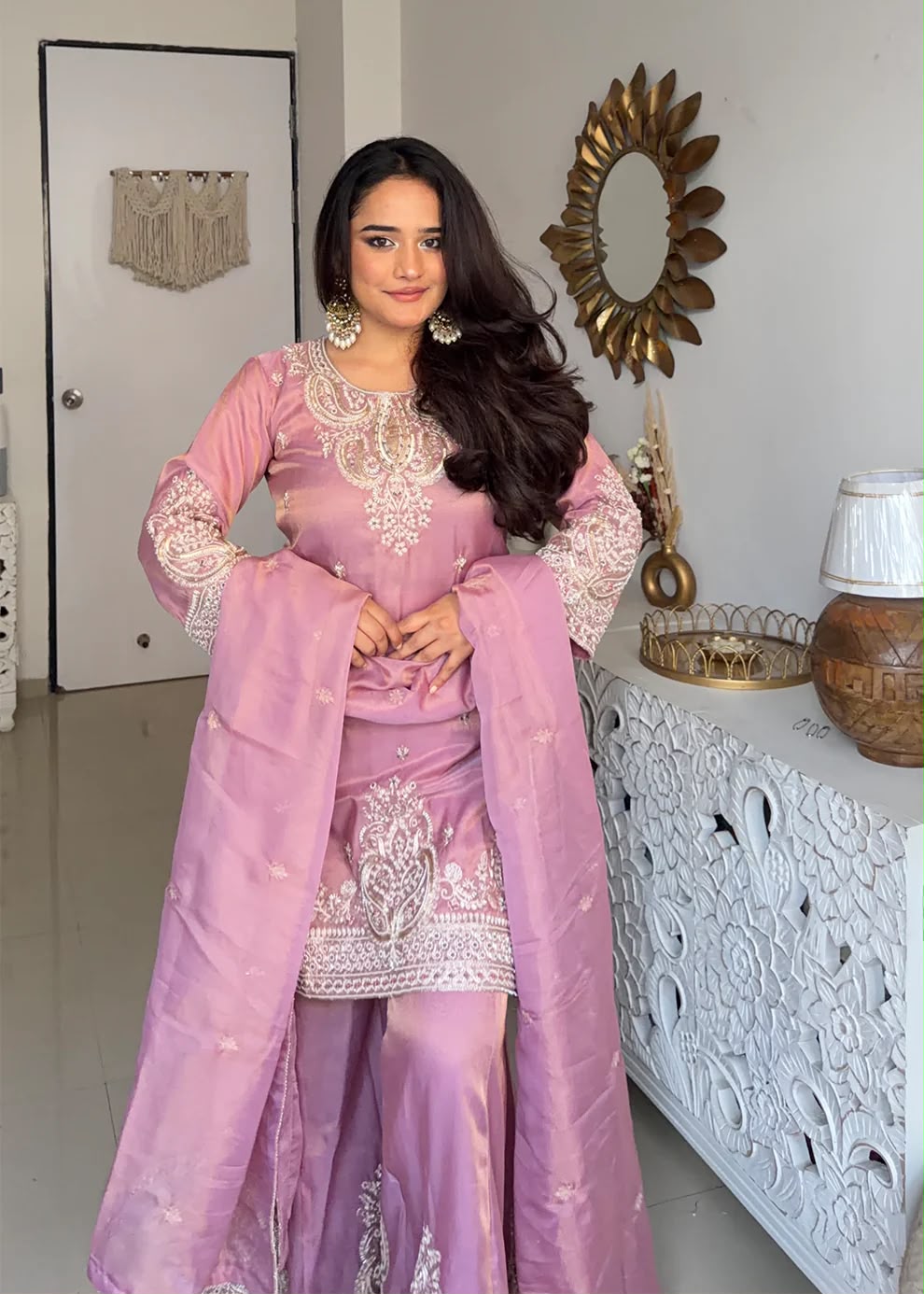 DB 43 Pink Fendy Silk Salwar Suit with Mirror Work & Embroidery Work. Best Price ₹20149. Delivery 4-6 Working Days. Shop now. | Jump Suits, Salwar suit, Casual Suits, Creative suits, Designer Suits, Palazzo Suits, Party Wear Suits, Patiala Suits, Straight Suits
