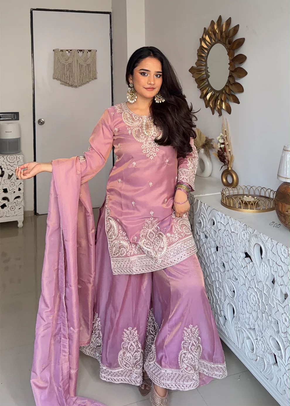 DB 43 Pink Fendy Silk Salwar Suit with Mirror Work & Embroidery Work. Best Price ₹20149. Delivery 4-6 Working Days. Shop now. | Jump Suits, Salwar suit, Casual Suits, Creative suits, Designer Suits, Palazzo Suits, Party Wear Suits, Patiala Suits, Straight Suits