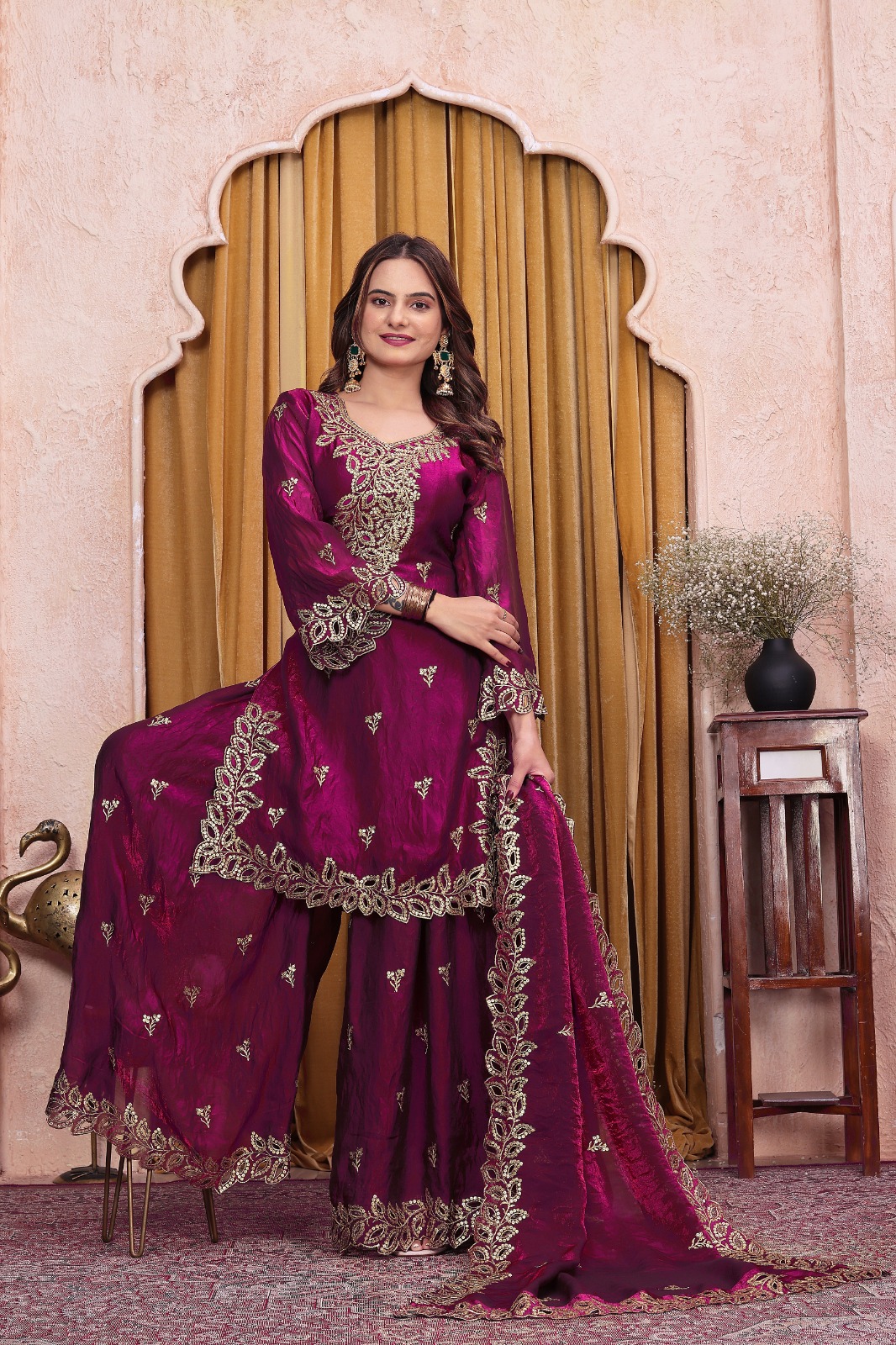 FE 141 Wine Fendy Silk Salwar Suit with Mirror Work & Embroidery Work. Best Price ₹2449. Delivery 4-6 Working Days. Shop now. | Jump Suits, Salwar suit, Casual Suits, Creative suits, Designer Suits, Palazzo Suits, Party Wear Suits, Patiala Suits, Straight Suits