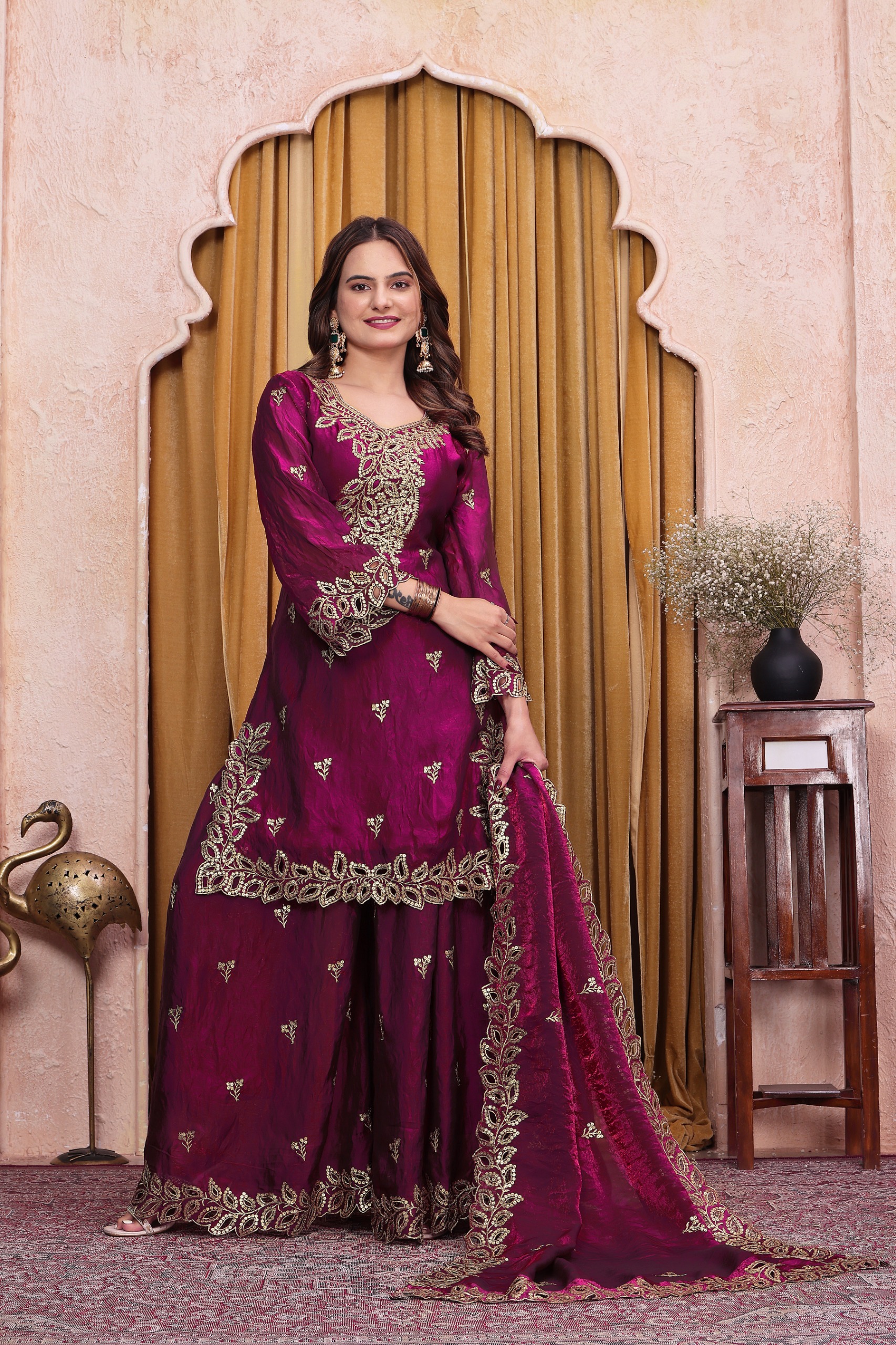 FE 141 Wine Fendy Silk Salwar Suit with Mirror Work & Embroidery Work. Best Price ₹2449. Delivery 4-6 Working Days. Shop now. | Jump Suits, Salwar suit, Casual Suits, Creative suits, Designer Suits, Palazzo Suits, Party Wear Suits, Patiala Suits, Straight Suits