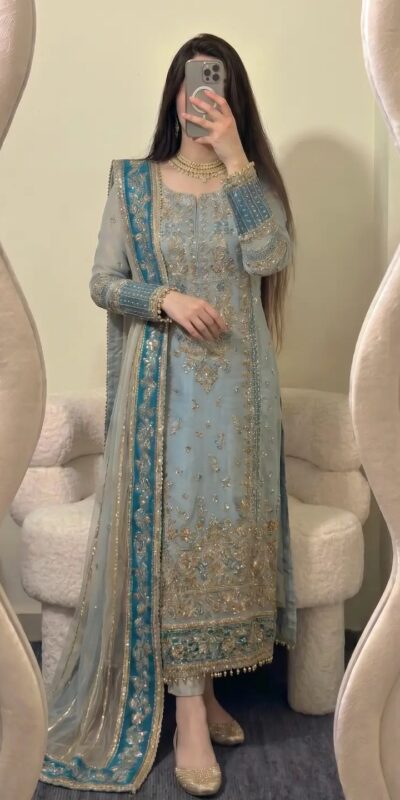 ZSR 3175 Blue Fox Georgette Salwar Suit with Embroidery Work & Sequins Work. Grab it for ₹2399. Delivery 4-6 Working Days. Shop now. | Jump Suits, Salwar suit, Casual Suits, Creative suits, Designer Suits, Palazzo Suits, Party Wear Suits, Patiala Suits, Straight Suits