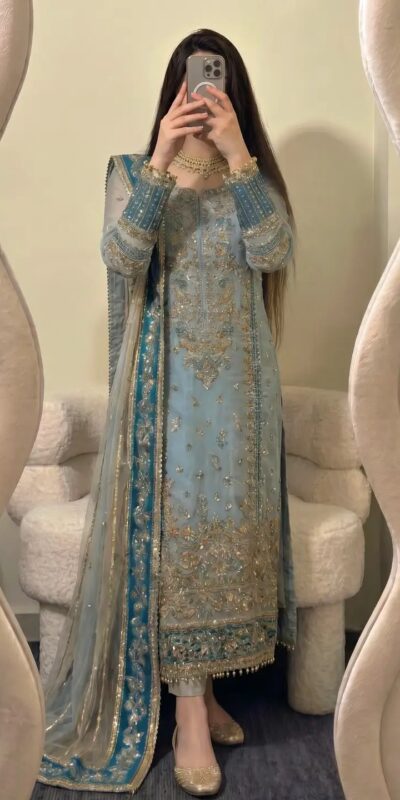 ZSR 3175 Blue Fox Georgette Salwar Suit with Embroidery Work & Sequins Work. Grab it for ₹2399. Delivery 4-6 Working Days. Shop now. | Jump Suits, Salwar suit, Casual Suits, Creative suits, Designer Suits, Palazzo Suits, Party Wear Suits, Patiala Suits, Straight Suits