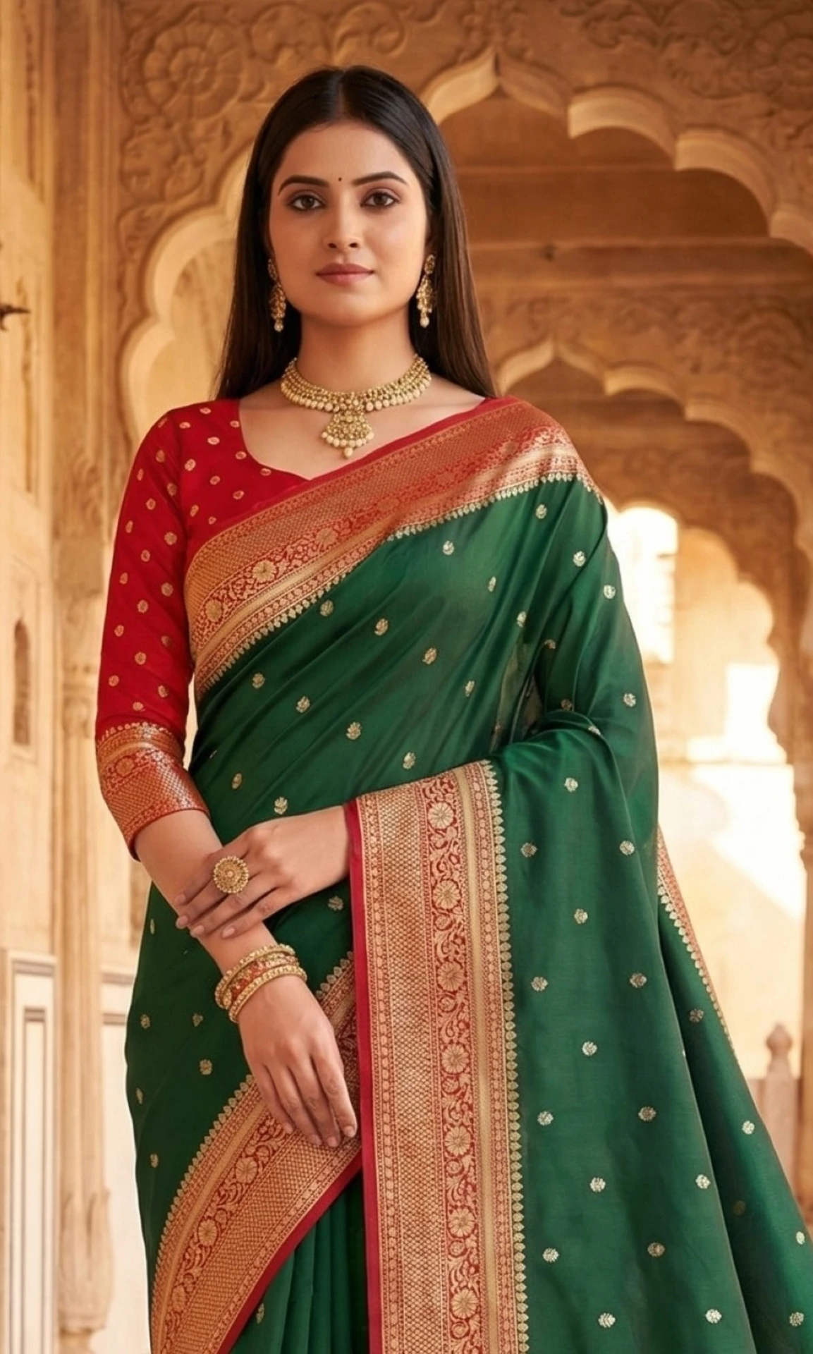 MB 6079 Green Soft Banarasi Silk Saree with Zari Work & Moti Work. Introductory Price ₹1949. Delivery 4-6 Working Days. Shop now. | Designer Sarees, Modern Digital sarees, Sarees, Bollywood Sarees, Creative Sarees, Embroidered Sarees, Ethnic Saree, Party Wear Sarees