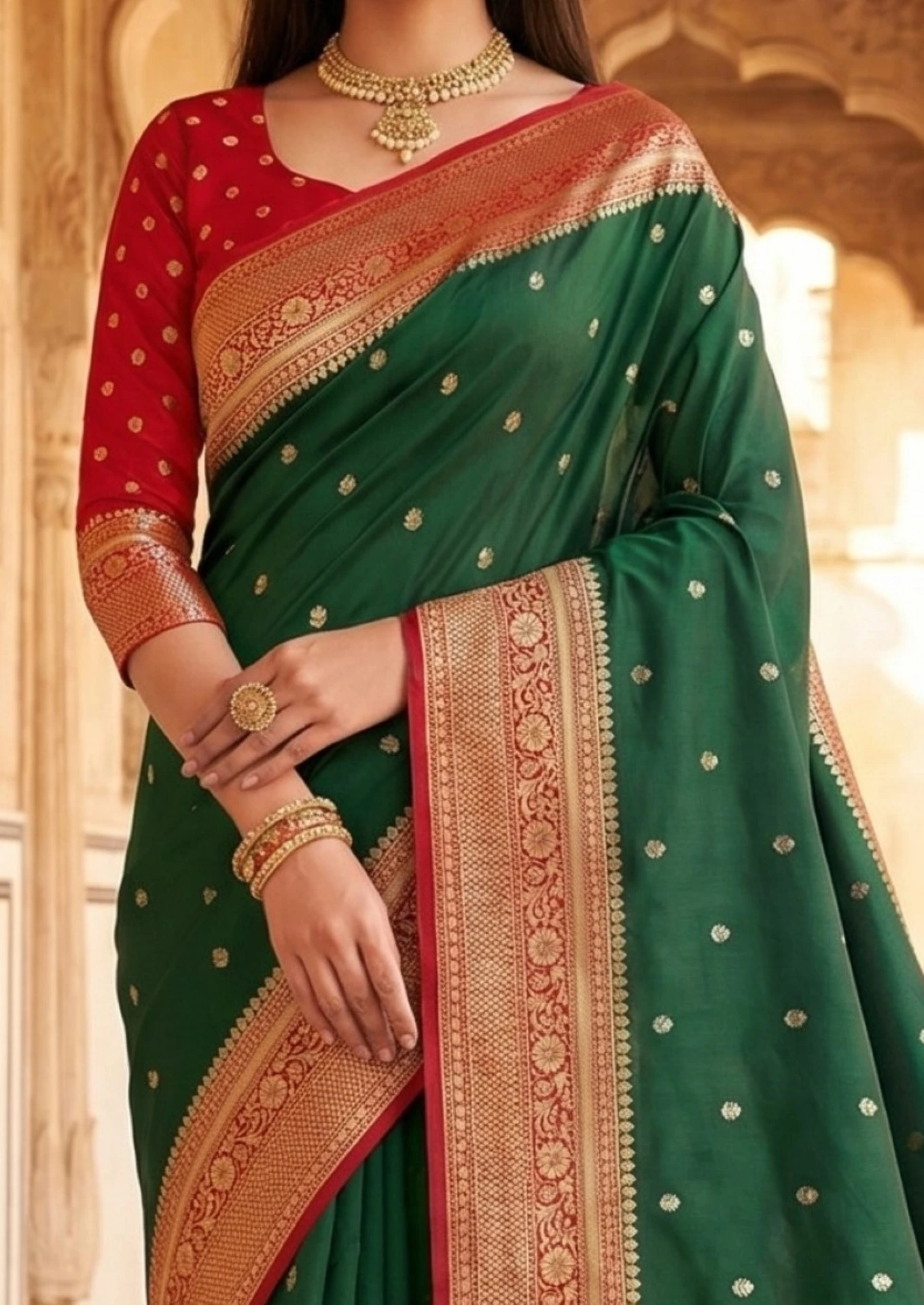 MB 6079 Green Soft Banarasi Silk Saree with Zari Work & Moti Work. Introductory Price ₹1949. Delivery 4-6 Working Days. Shop now. | Designer Sarees, Modern Digital sarees, Sarees, Bollywood Sarees, Creative Sarees, Embroidered Sarees, Ethnic Saree, Party Wear Sarees