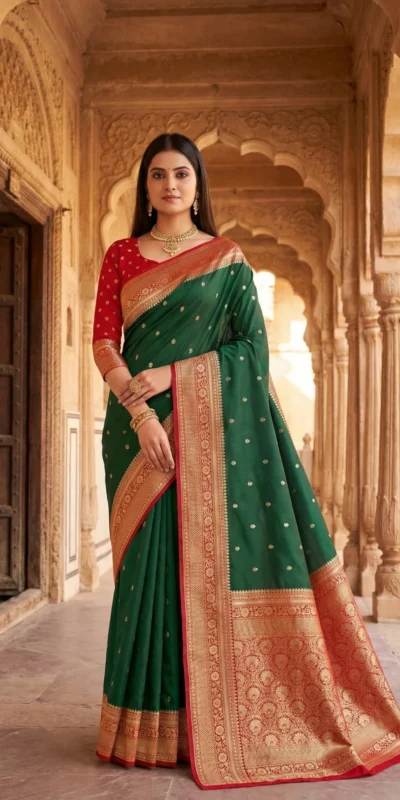 MB 6079 Green Soft Banarasi Silk Saree with Zari Work & Moti Work. Introductory Price ₹1949. Delivery 4-6 Working Days. Shop now. | Designer Sarees, Modern Digital sarees, Sarees, Bollywood Sarees, Creative Sarees, Embroidered Sarees, Ethnic Saree, Party Wear Sarees