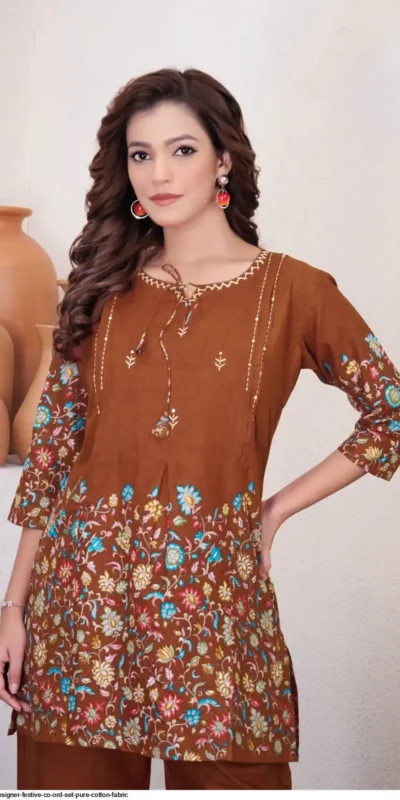 DIVA 137 Brown Pure Cotton Kantha work Elegant Kurti with Designer Work. Price 1749 - Delivery 4-6 Working Days. Shop now. | Kurti, Bollywood Kurti, Creative Kurtis, Designer Kurti, Party Wear Kurti, Selfie Kurti
