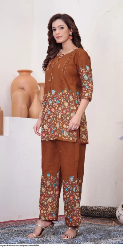 DIVA 137 Brown Pure Cotton Kantha work Elegant Kurti with Designer Work. Price 1749 - Delivery 4-6 Working Days. Shop now. | Kurti, Bollywood Kurti, Creative Kurtis, Designer Kurti, Party Wear Kurti, Selfie Kurti