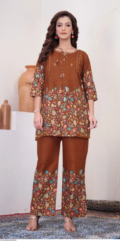DIVA 137 Brown Pure Cotton Kantha work Elegant Kurti with Designer Work. Price 1749 - Delivery 4-6 Working Days. Shop now. | Kurti, Bollywood Kurti, Creative Kurtis, Designer Kurti, Party Wear Kurti, Selfie Kurti