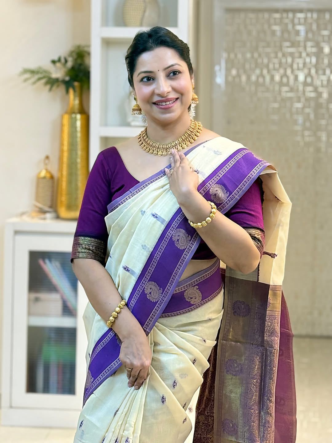 KPR 308 Cream in Soft Lichi Silk Jacquard Work Designer Work Saree . Exclusive Offer ₹1449. Delivery 4-6 Working Days. Shop now. | Designer Sarees, Modern Digital sarees, Sarees, Bollywood Sarees, Creative Sarees, Embroidered Sarees, Ethnic Saree, Party Wear Sarees