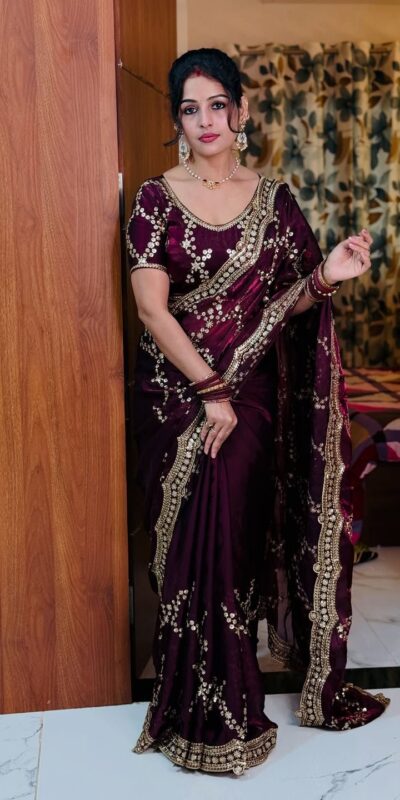 NC 5524 Maroon Color Space Silk Saree with Embroidery Work & Zari Work. Best Price ₹2149. Delivery 4-6 Working Days. Shop now. | Designer Sarees, Modern Digital sarees, Sarees, Bollywood Sarees, Creative Sarees, Embroidered Sarees, Ethnic Saree, Party Wear Sarees