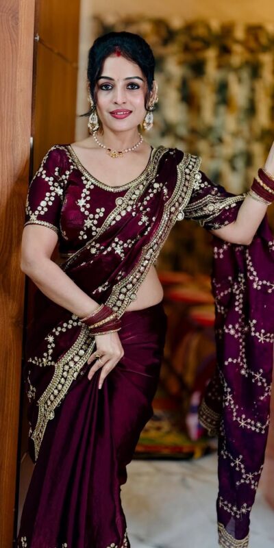 NC 5524 Maroon Color Space Silk Saree with Embroidery Work & Zari Work. Best Price ₹2149. Delivery 4-6 Working Days. Shop now. | Designer Sarees, Modern Digital sarees, Sarees, Bollywood Sarees, Creative Sarees, Embroidered Sarees, Ethnic Saree, Party Wear Sarees