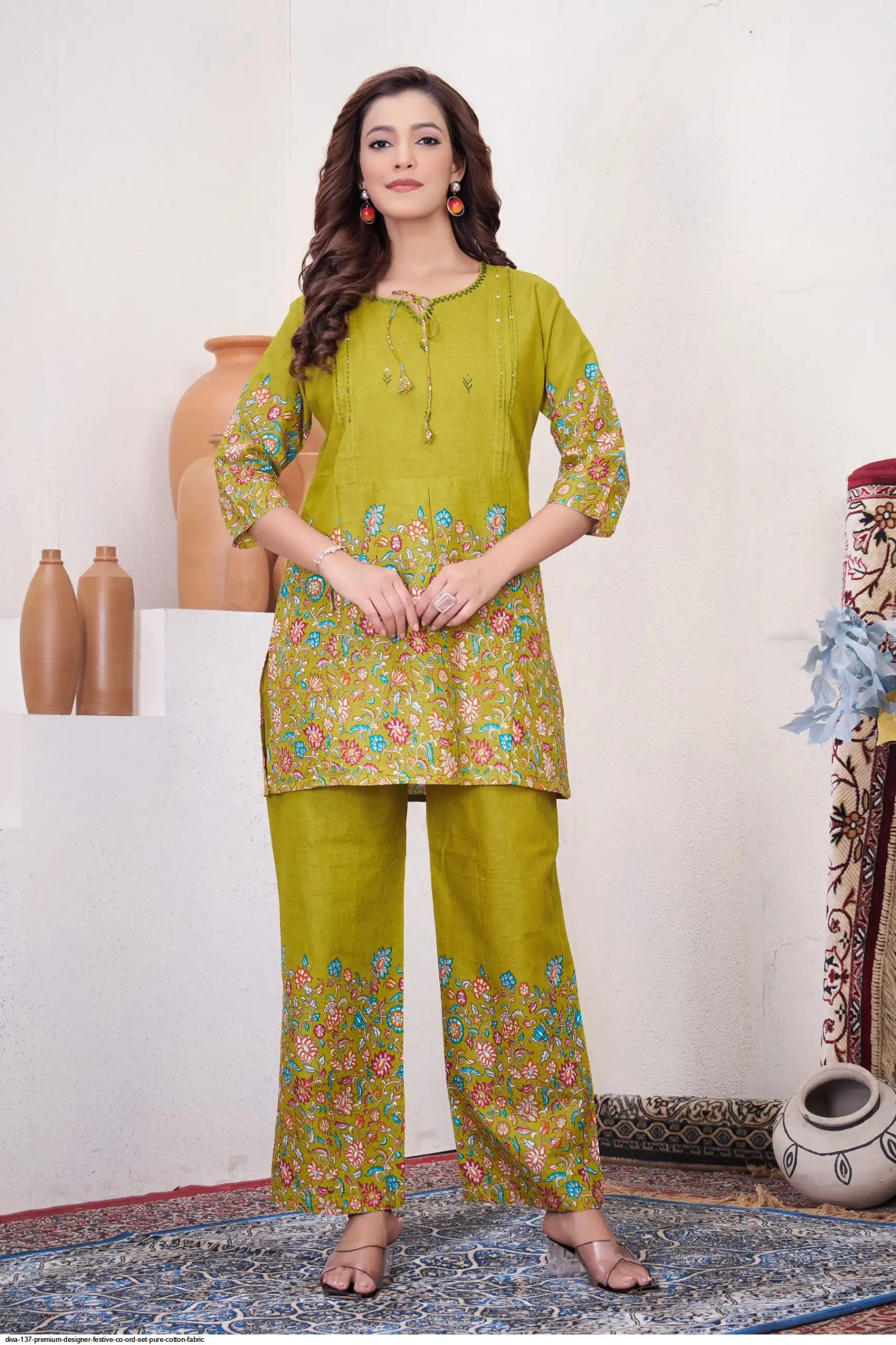 DIVA 137 Mehendi Pure Cotton Kantha work Elegant Kurti with Designer Work. Price 1749 - Delivery 4-6 Working Days. Shop now. | Kurti, Bollywood Kurti, Creative Kurtis, Designer Kurti, Party Wear Kurti, Selfie Kurti