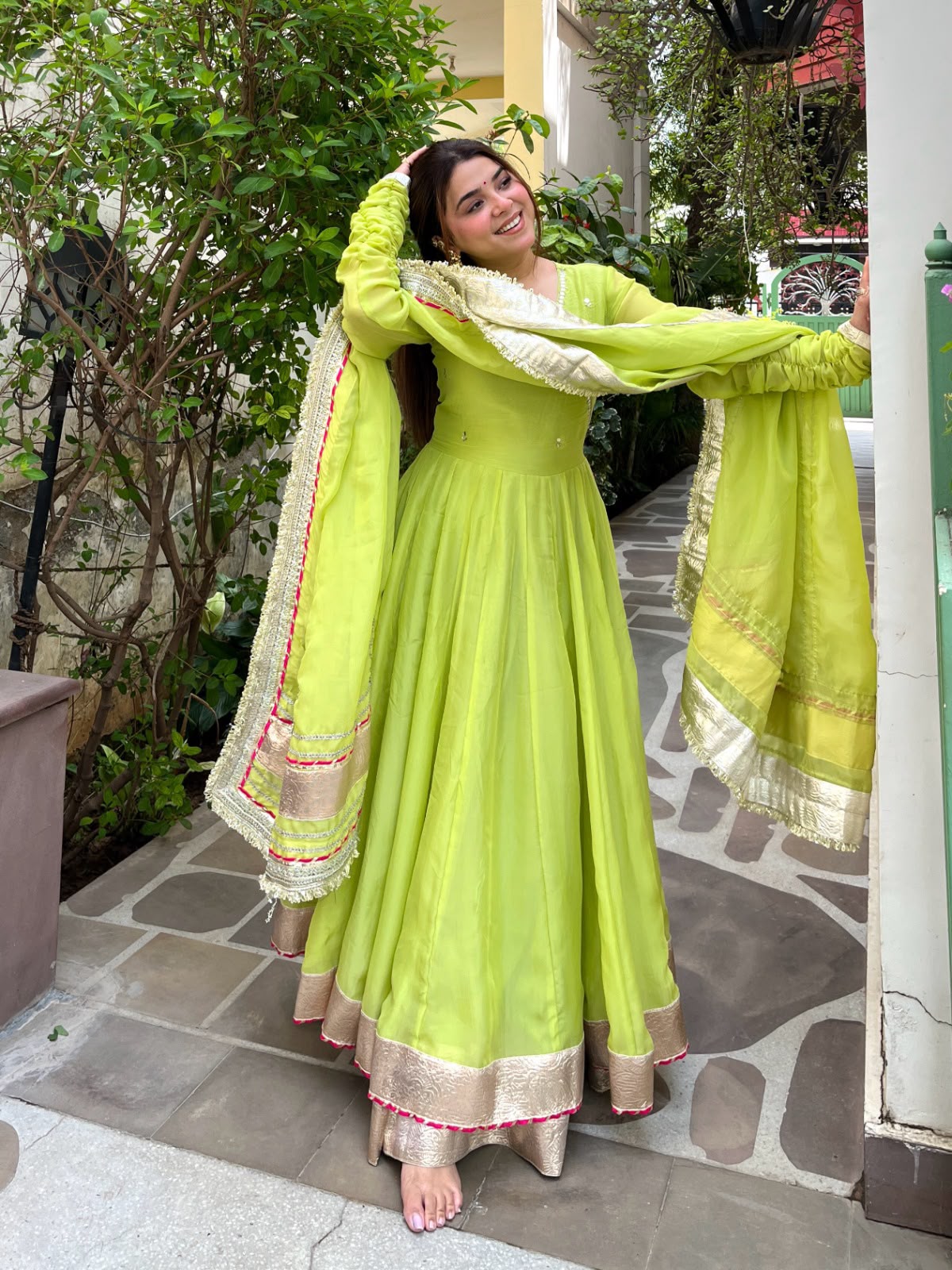 RTC 6048 Parrot Green | Parrot Tabby Organza Silk Gown with Hand Work & Mirror Work. Special Price ₹2549. Delivery 4-6 Working Days. Shop now. | Gowns, Bollywood Gowns, Creative Gowns, Designer Gowns, Embroidered Gowns, Party Wear Gowns