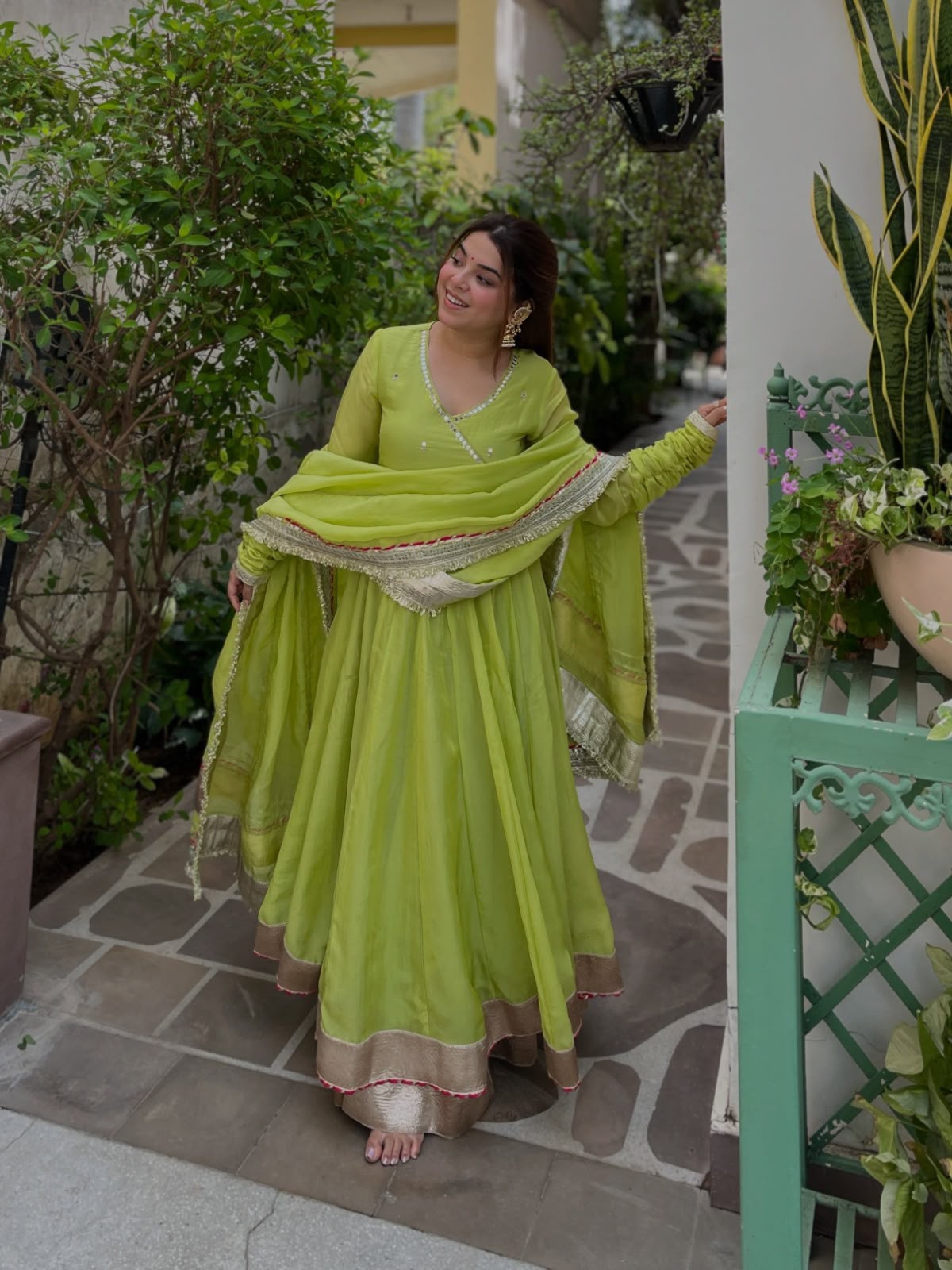 RTC 6048 Parrot Green | Parrot Tabby Organza Silk Gown with Hand Work & Mirror Work. Special Price ₹2549. Delivery 4-6 Working Days. Shop now. | Gowns, Bollywood Gowns, Creative Gowns, Designer Gowns, Embroidered Gowns, Party Wear Gowns