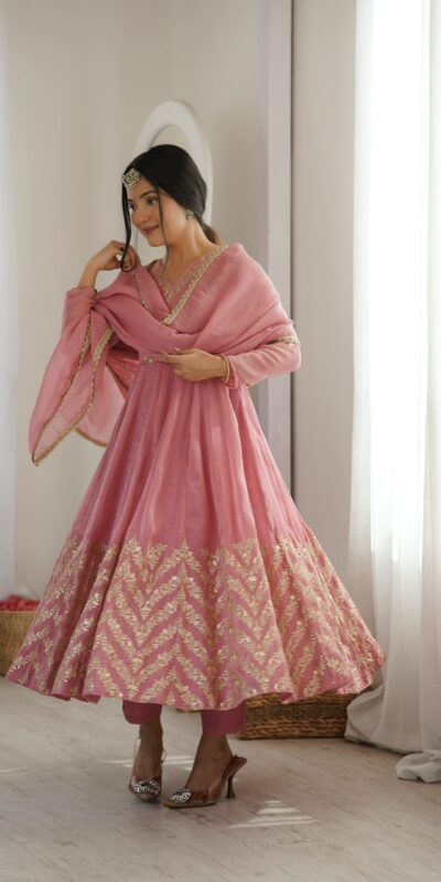 JF 050 Peach Embroidery Work & Sequins Work Salwar Suit in Peach Crunchy Silk. Festive Deal ₹2099. Delivery 4-6 Working Days. Shop now. | Anarkali Suits, Bollywood Anarkali, Creative-Anarkali, Designer Anarkali, Embroidered Anarkali, Party Wear Anarkali