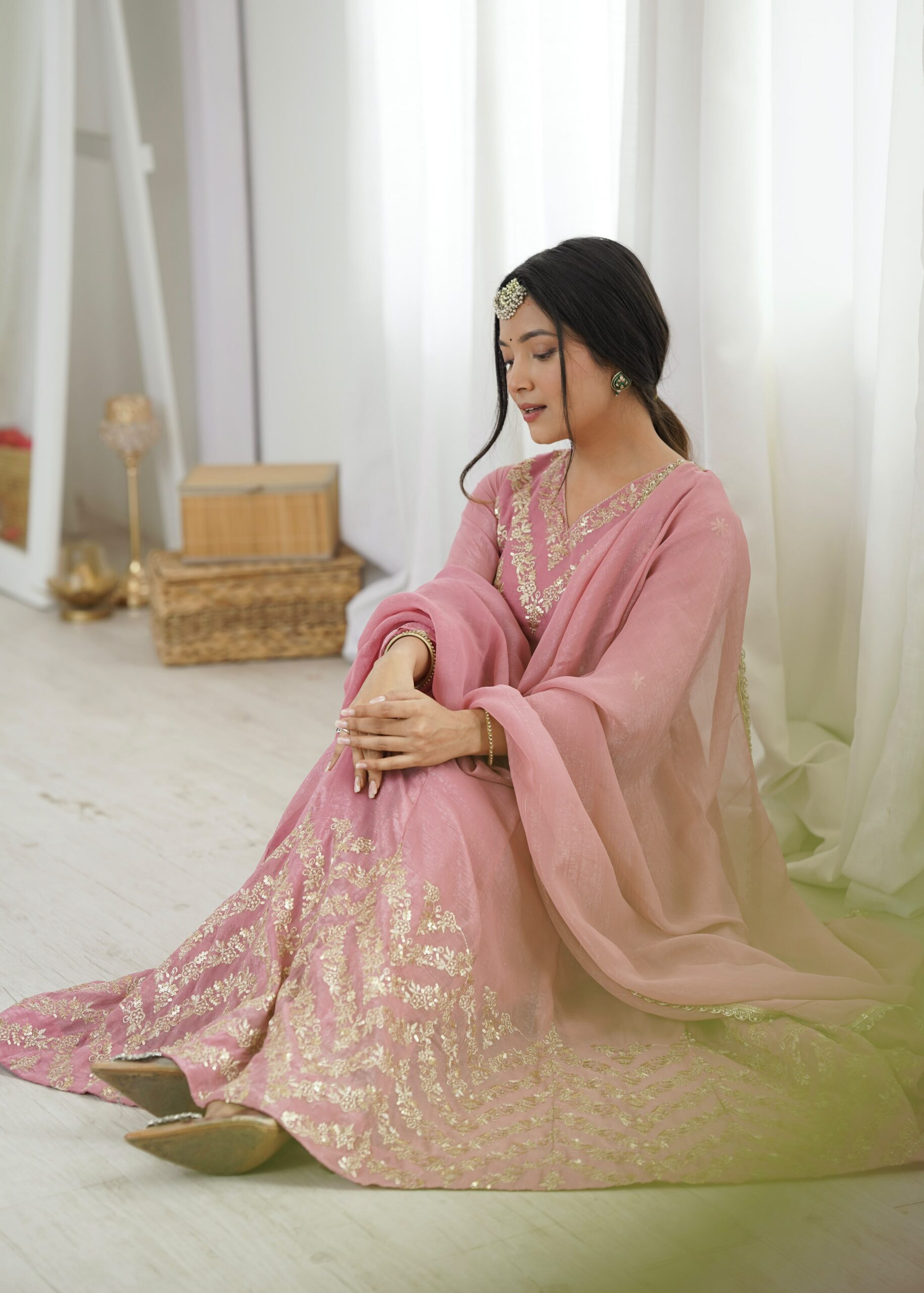 JF 050 Peach Embroidery Work & Sequins Work Salwar Suit in Peach Crunchy Silk. Festive Deal ₹2099. Delivery 4-6 Working Days. Shop now. | Anarkali Suits, Bollywood Anarkali, Creative-Anarkali, Designer Anarkali, Embroidered Anarkali, Party Wear Anarkali