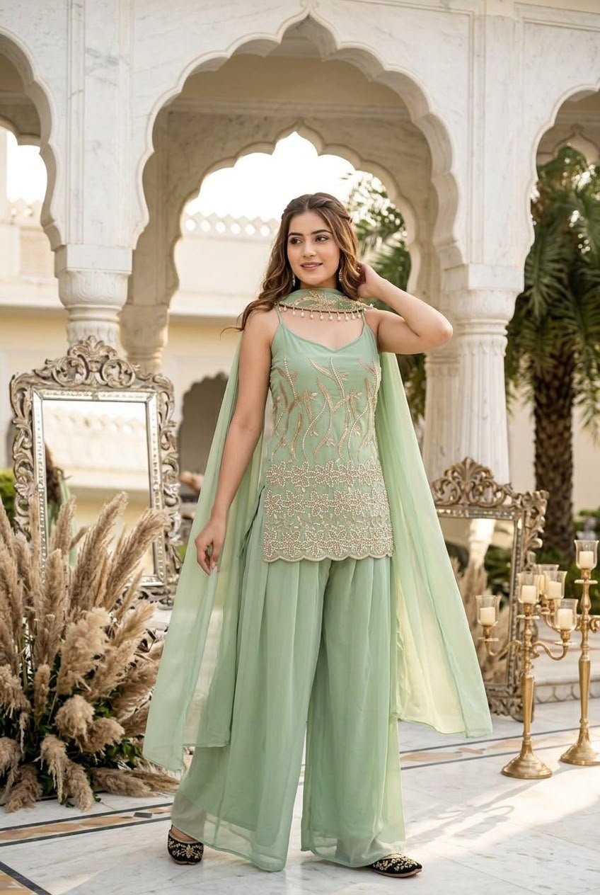 DB 44 Pista Faux Georgette Salwar Suit erfect for Wedding, Party, Mehendi, Pongal, Reception – . Available at ₹1899 only. Delivery 4-6 Working Days | Jump Suits, Salwar suit, Casual Suits, Creative suits, Designer Suits, Palazzo Suits, Party Wear Suits, Patiala Suits, Straight Suits