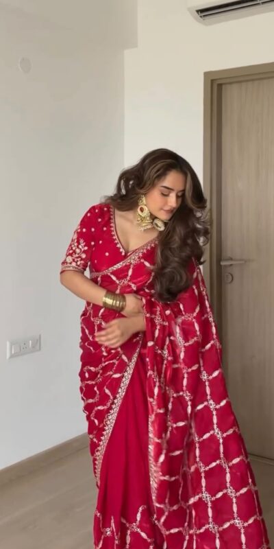 KD 634 Red Color Fendy Silk Saree With Sequins Work. Wedding, Party, Festive, Events Get it for ₹2399. Delivery 4-6 Working Days. Online Best Shop now. | Designer Sarees, Modern Digital sarees, Sarees, Bollywood Sarees, Creative Sarees, Embroidered Sarees, Ethnic Saree, Party Wear Sarees