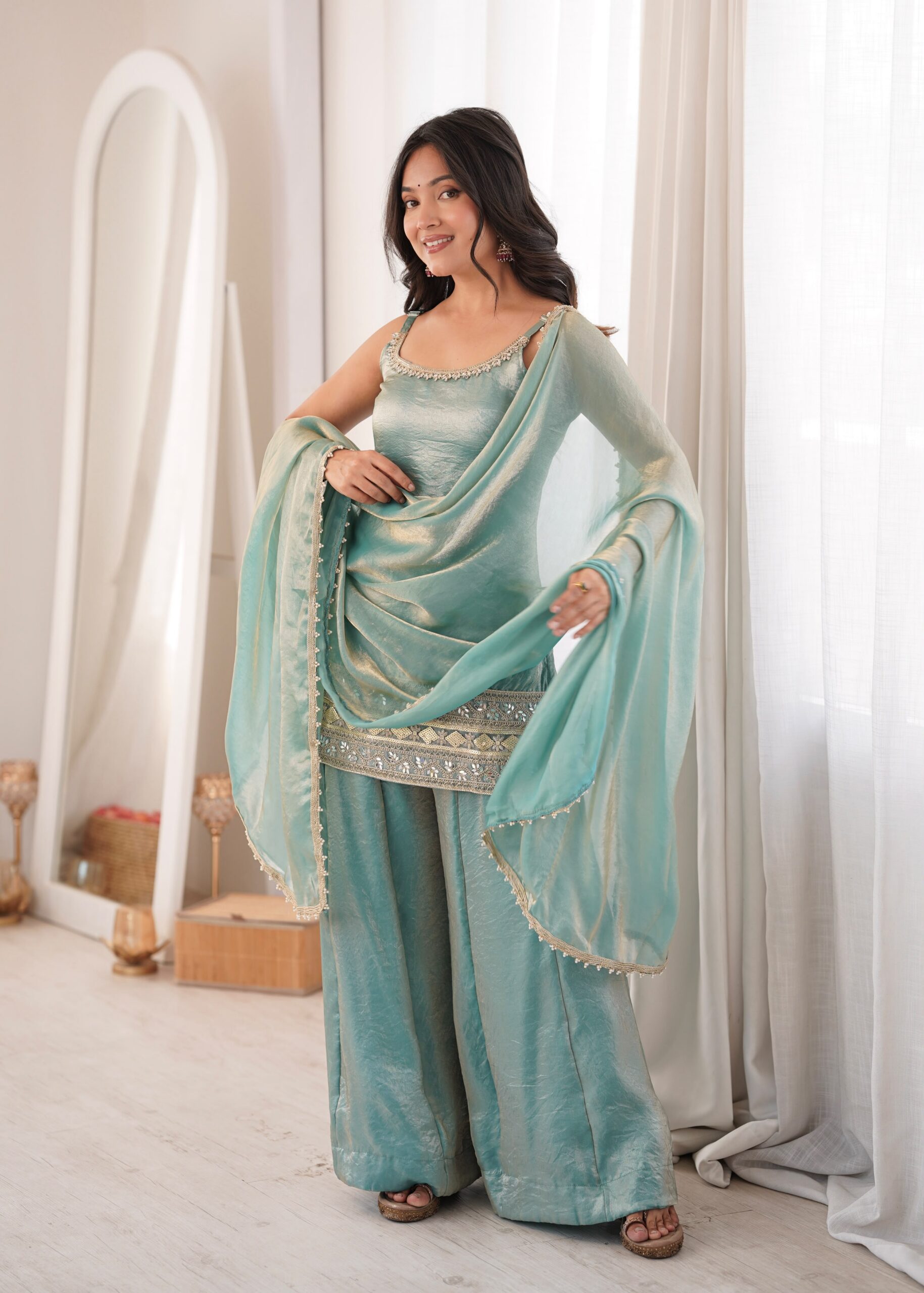 ZSR 3177 Sea Green in Doremon Crush Embroidery Work & Mirror Work Salwar Suit . Best Price ₹2099. Delivery 4-6 Working Days. Shop now. | Jump Suits, Salwar suit, Casual Suits, Creative suits, Designer Suits, Palazzo Suits, Party Wear Suits, Patiala Suits, Straight Suits