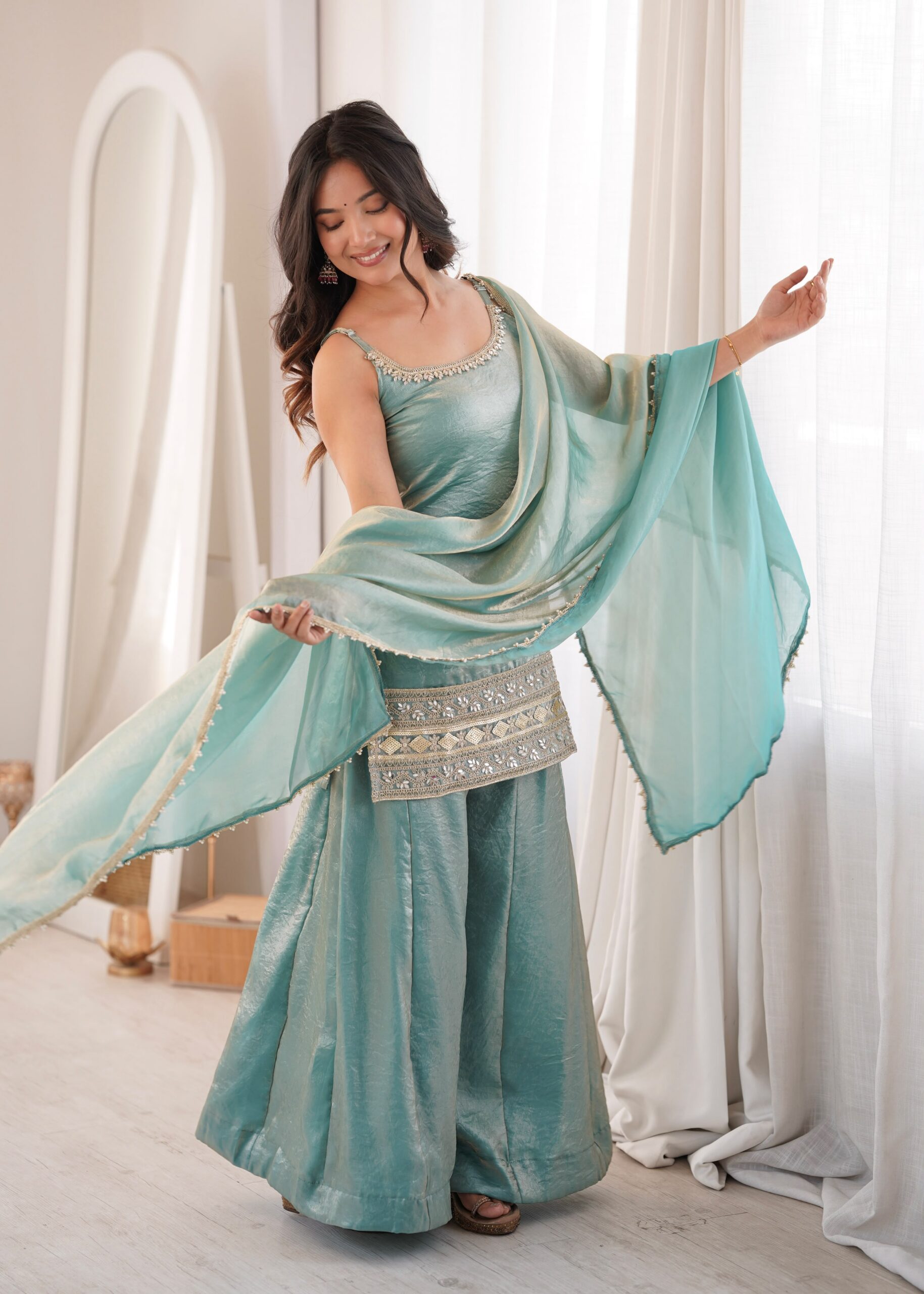 ZSR 3177 Sea Green in Doremon Crush Embroidery Work & Mirror Work Salwar Suit . Best Price ₹2099. Delivery 4-6 Working Days. Shop now. | Jump Suits, Salwar suit, Casual Suits, Creative suits, Designer Suits, Palazzo Suits, Party Wear Suits, Patiala Suits, Straight Suits