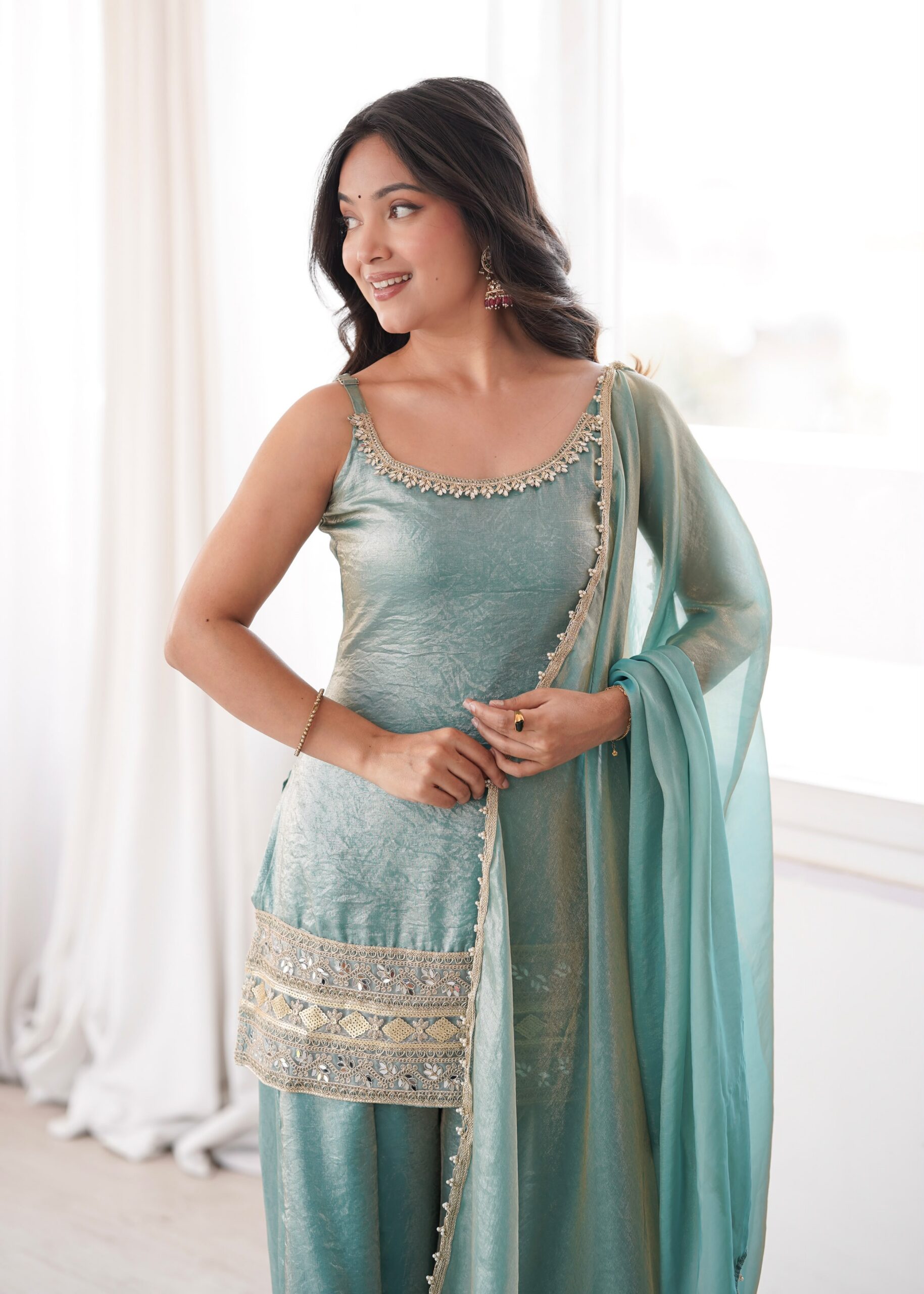 ZSR 3177 Sea Green in Doremon Crush Embroidery Work & Mirror Work Salwar Suit . Best Price ₹2099. Delivery 4-6 Working Days. Shop now. | Jump Suits, Salwar suit, Casual Suits, Creative suits, Designer Suits, Palazzo Suits, Party Wear Suits, Patiala Suits, Straight Suits