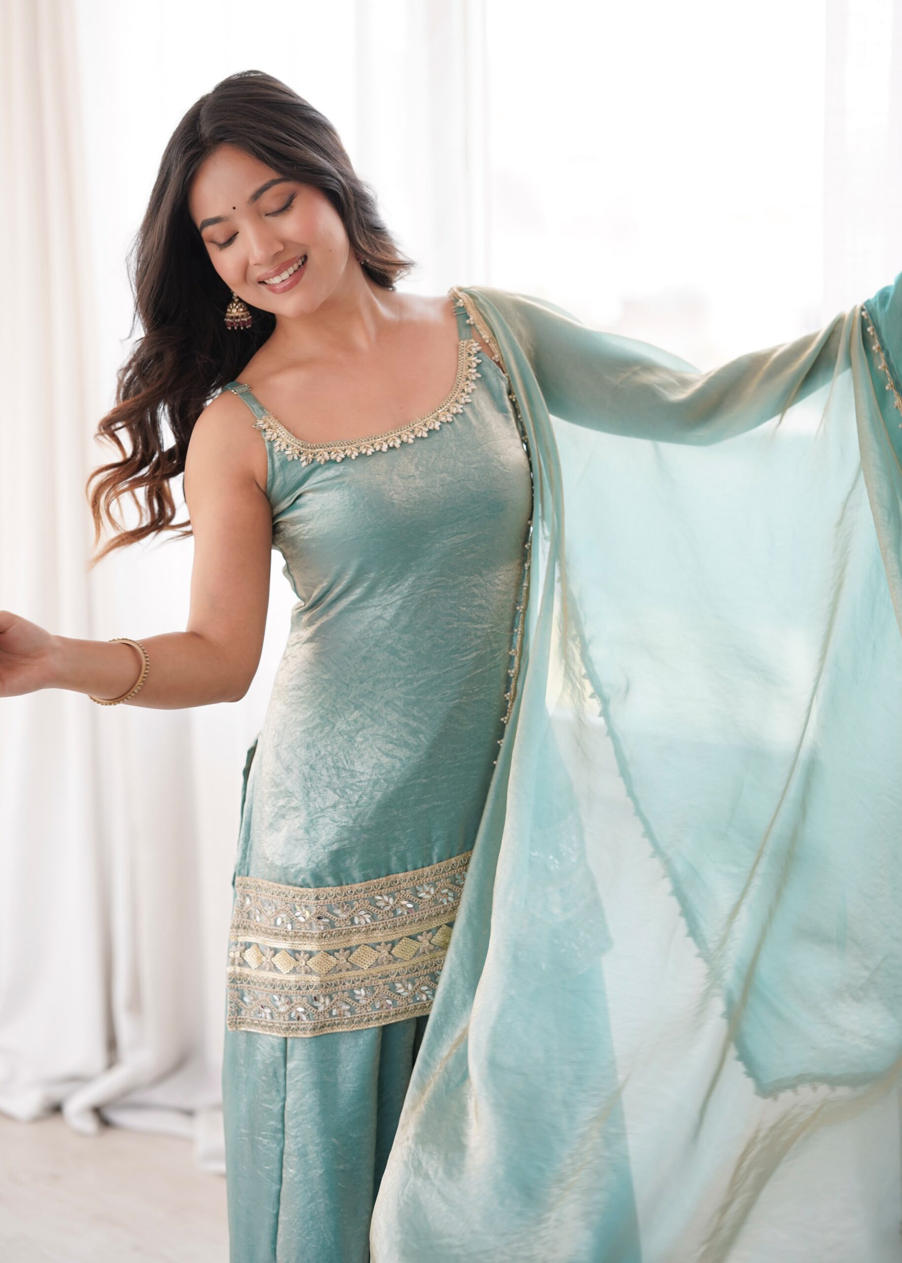 ZSR 3177 Sea Green in Doremon Crush Embroidery Work & Mirror Work Salwar Suit . Best Price ₹2099. Delivery 4-6 Working Days. Shop now. | Jump Suits, Salwar suit, Casual Suits, Creative suits, Designer Suits, Palazzo Suits, Party Wear Suits, Patiala Suits, Straight Suits