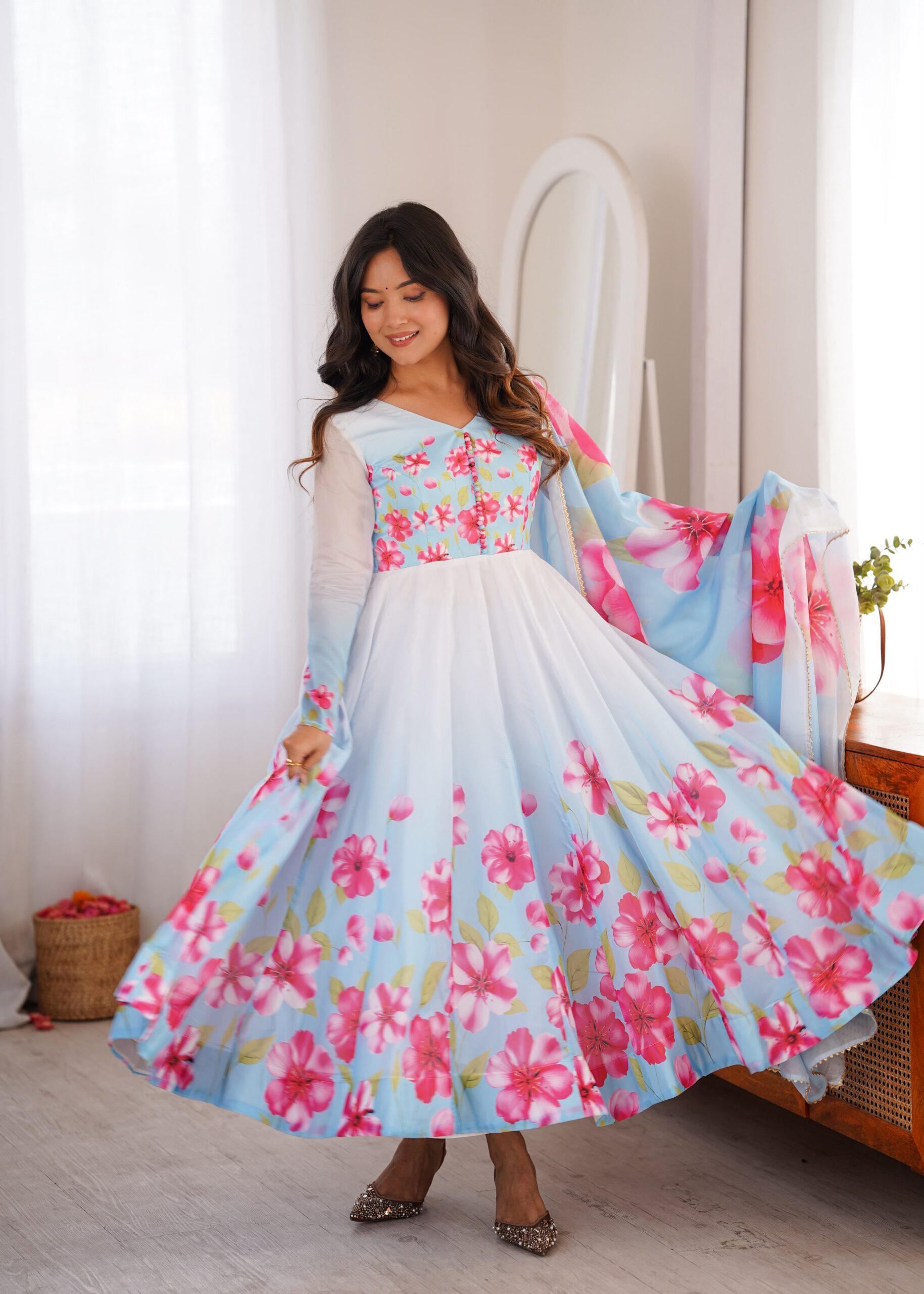 KB 308 Sky Blue Sky Blue Organza Silk Salwar Sui Perfect for Wedding, Party, Housewarming, Ganesh Chaturthi, Reception – t. Affordable Price ₹1999. Delivery | Anarkali Suits, Bollywood Anarkali, Creative-Anarkali, Designer Anarkali, Embroidered Anarkali, Party Wear Anarkali