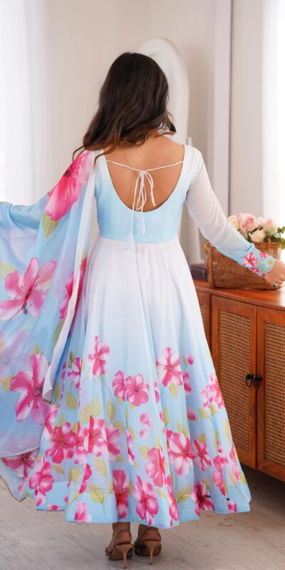 KB 308 Sky Blue Sky Blue Organza Silk Salwar Sui Perfect for Wedding, Party, Housewarming, Ganesh Chaturthi, Reception – t. Affordable Price ₹1999. Delivery | Anarkali Suits, Bollywood Anarkali, Creative-Anarkali, Designer Anarkali, Embroidered Anarkali, Party Wear Anarkali