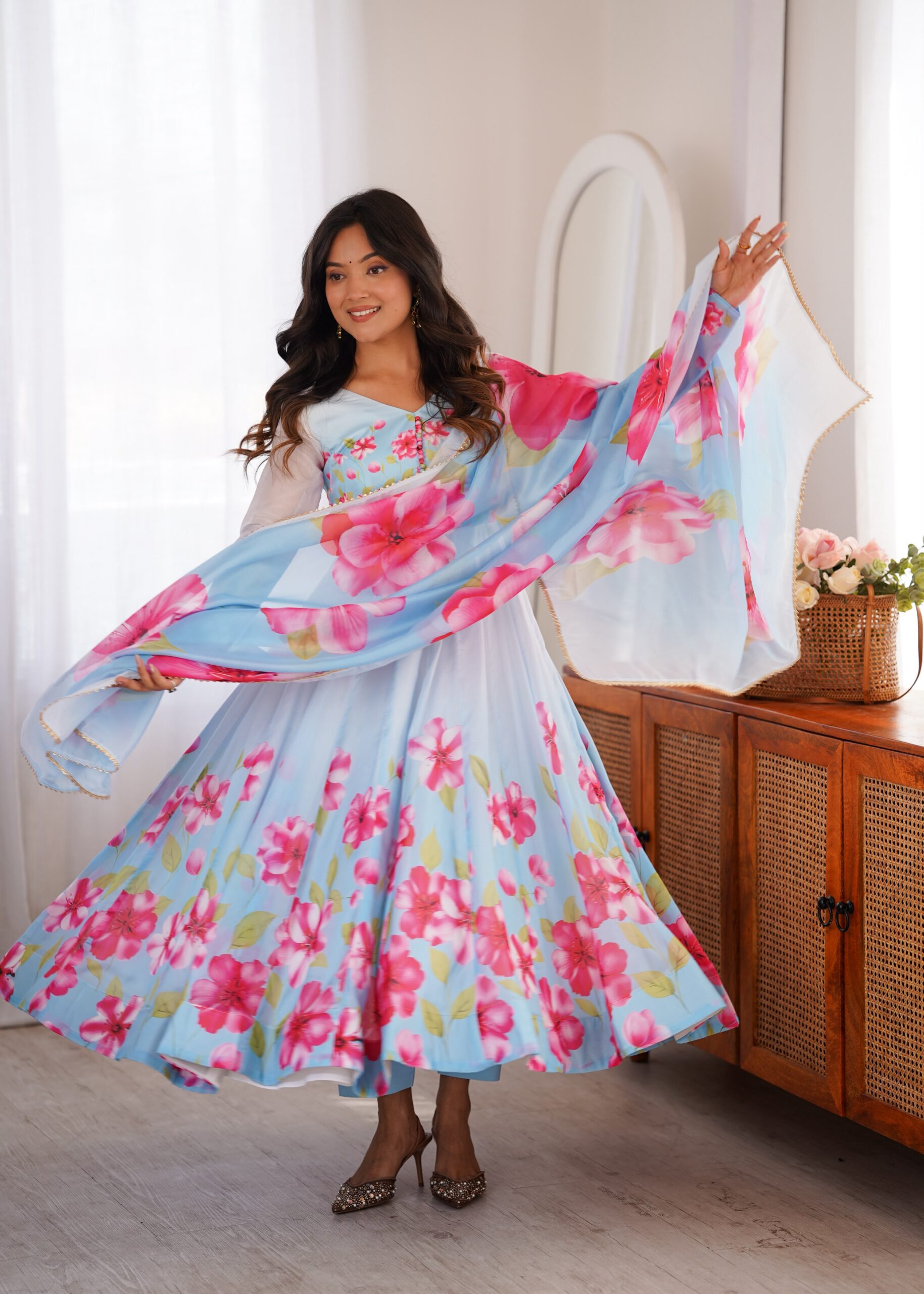 KB 308 Sky Blue Sky Blue Organza Silk Salwar Sui Perfect for Wedding, Party, Housewarming, Ganesh Chaturthi, Reception – t. Affordable Price ₹1999. Delivery | Anarkali Suits, Bollywood Anarkali, Creative-Anarkali, Designer Anarkali, Embroidered Anarkali, Party Wear Anarkali