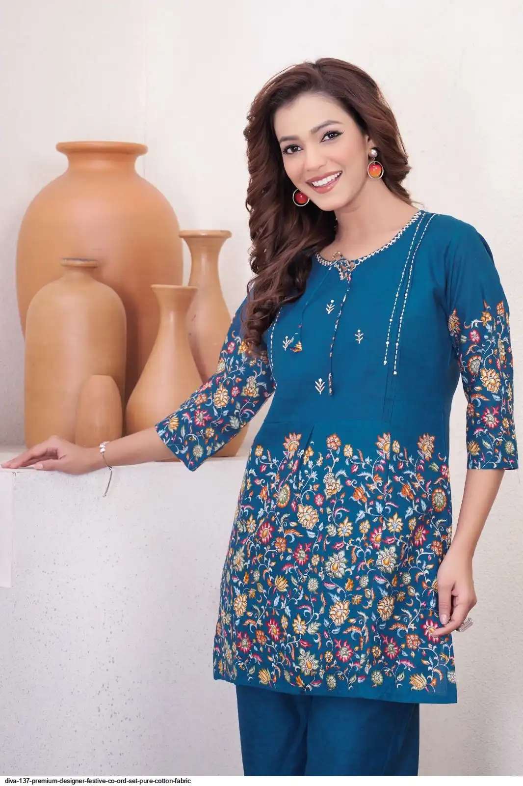 DIVA 137 Teal Pure Cotton Kantha work Elegant Kurti with Designer Work. Price 1749 - Delivery 4-6 Working Days. Shop now. | Kurti, Bollywood Kurti, Creative Kurtis, Designer Kurti, Party Wear Kurti, Selfie Kurti