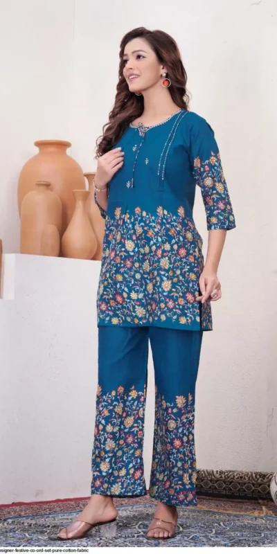 DIVA 137 Teal Pure Cotton Kantha work Elegant Kurti with Designer Work. Price 1749 - Delivery 4-6 Working Days. Shop now. | Kurti, Bollywood Kurti, Creative Kurtis, Designer Kurti, Party Wear Kurti, Selfie Kurti