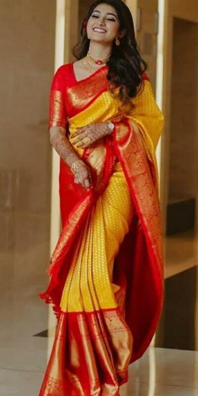 KP 2092 Yellow Color Yellow Soft Lichi Silk Saree with Jacquard Work. Best Price ₹1449. Delivery 4-6 Working Days. Shop now. | Designer Sarees, Modern Digital sarees, Sarees, Bollywood Sarees, Creative Sarees, Embroidered Sarees, Ethnic Saree, Party Wear Sarees