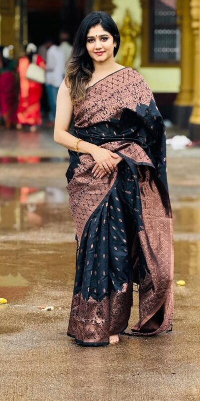 KP 6048 Black Color Yellow Soft Lichi Silk Saree with Jacquard Work. Best Price ₹1299. Delivery 4-6 Working Days. Shop now. | Designer Sarees, Modern Digital sarees, Sarees, Bollywood Sarees, Creative Sarees, Embroidered Sarees, Ethnic Saree, Party Wear Sarees