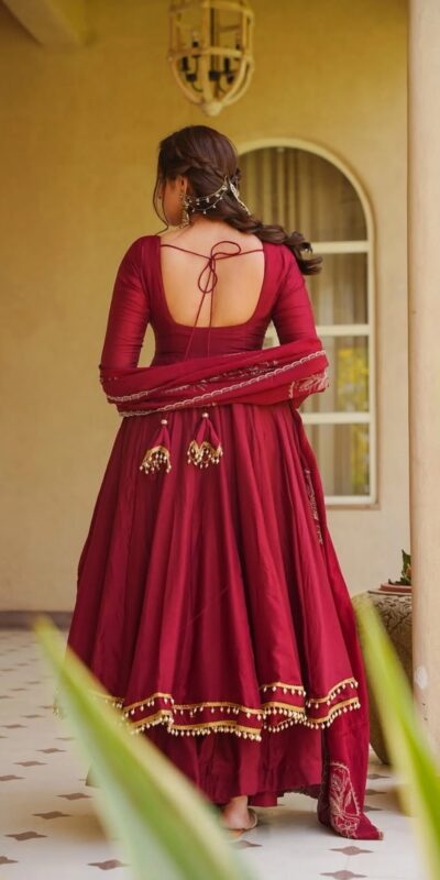 MD 3102 Maroon Colour Roman Silk Salwar Suit with Embroidery Work. Best Price ₹2549. Delivery 4-6 Working Days. Shop now. | Anarkali Suits, Bollywood Anarkali, Creative-Anarkali, Designer Anarkali, Embroidered Anarkali, Party Wear Anarkali