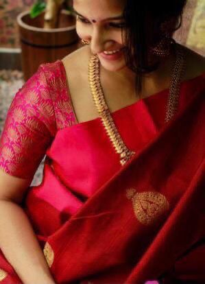 KP 2072 Red Color Yellow Soft Lichi Silk Saree with Jacquard Work. Best Price ₹1299. Delivery 4-6 Working Days. Shop now. | Designer Sarees, Modern Digital sarees, Sarees, Bollywood Sarees, Creative Sarees, Embroidered Sarees, Ethnic Saree, Party Wear Sarees